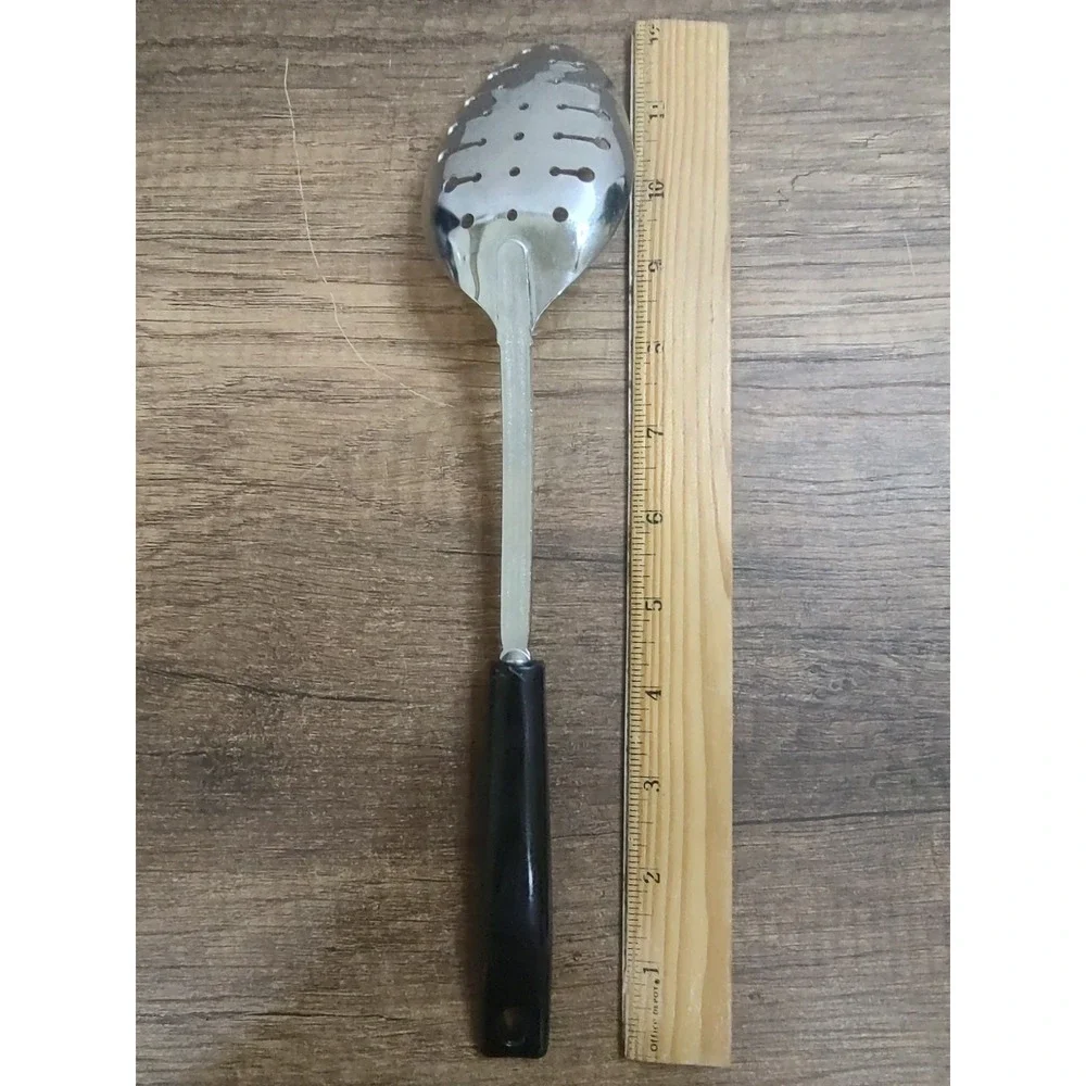 Ekco Slotted Serving Spoon Chromium Plated Black Handle 12